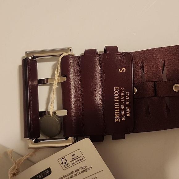 Emilio Pucci burgundy woven leather belt size S, new with tags